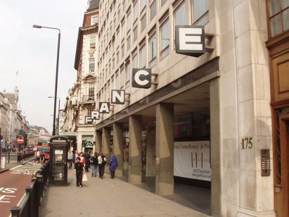 Ernö Goldfinger sign on front of French Railways House in London