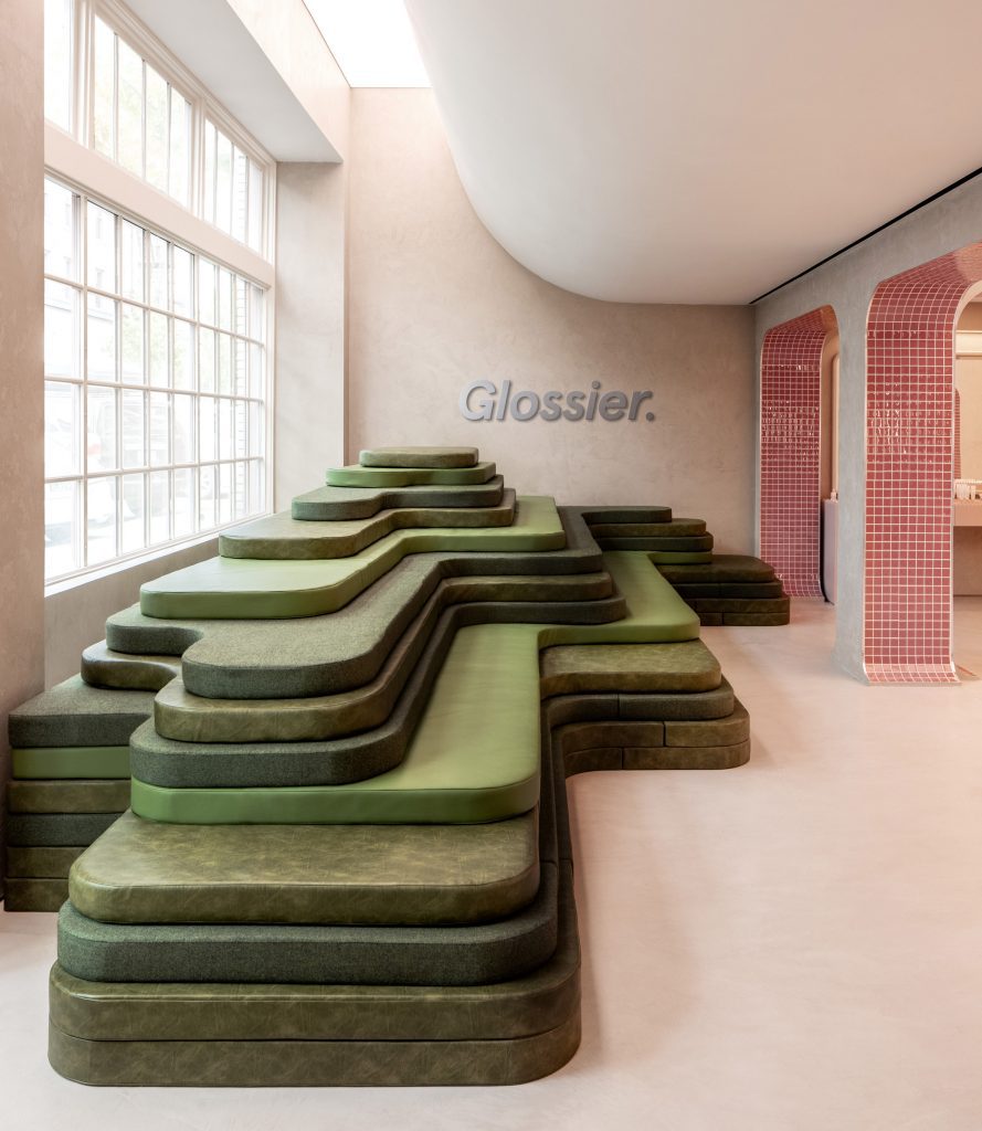 Seating area designed to look like terraced landscape