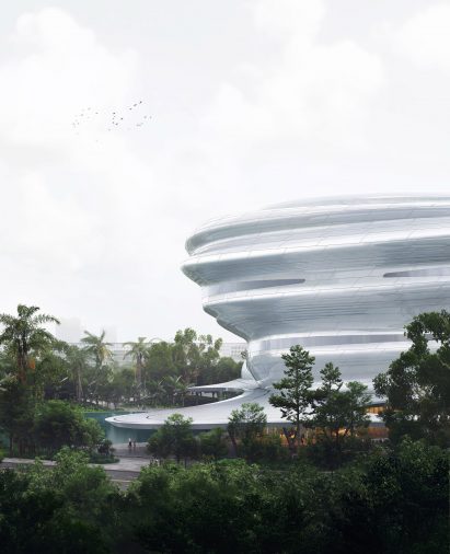 A white cloud-like museum