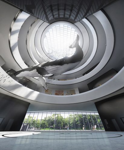 A visual of a museum atrium