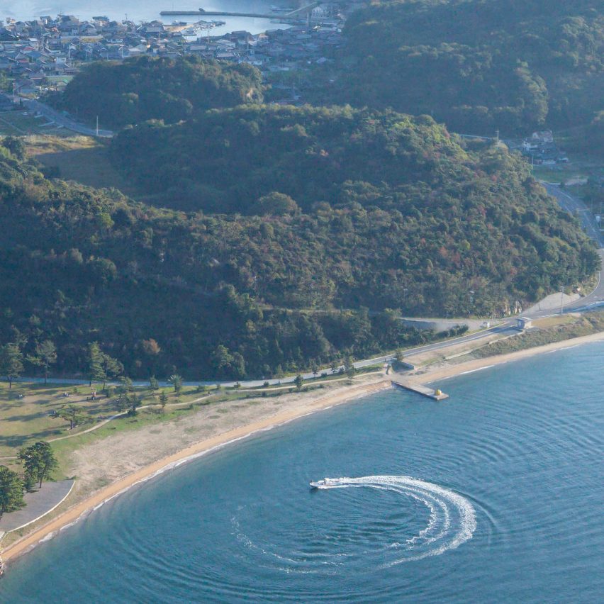 An aerial photo of Naoshima island
