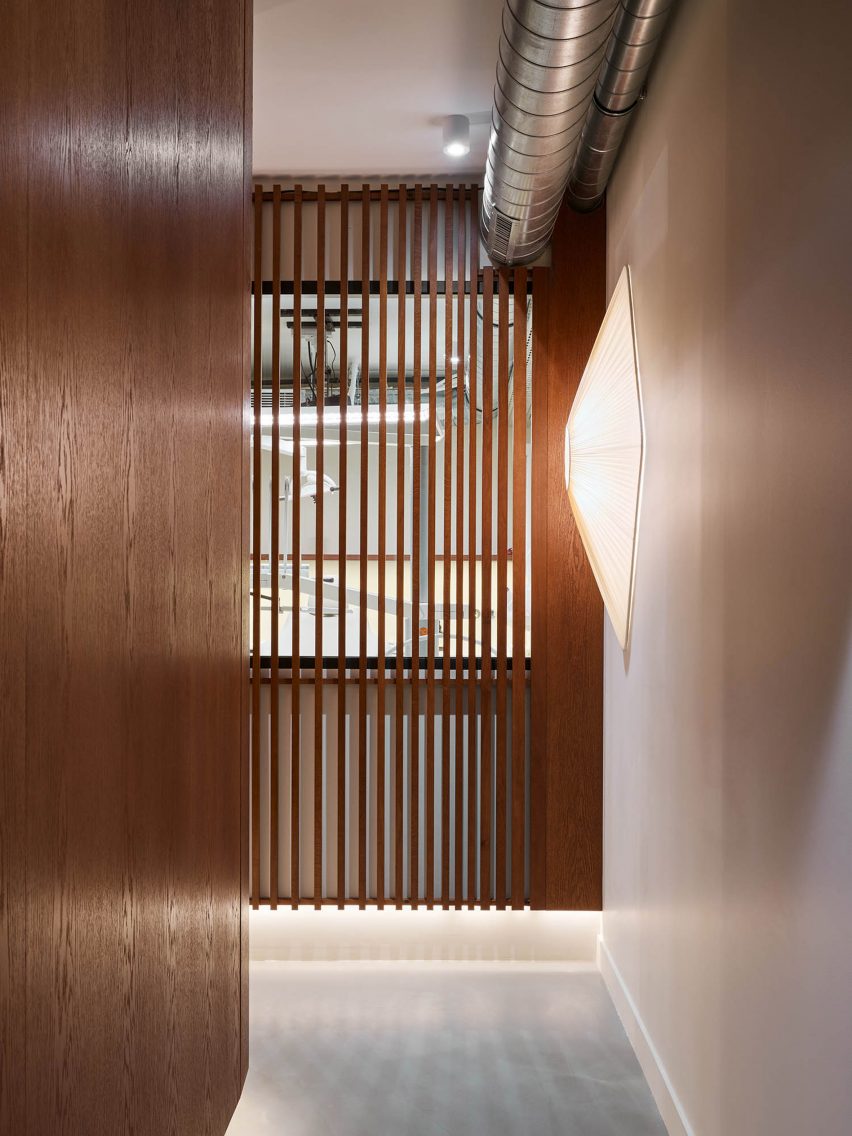 A slatted wooden panel