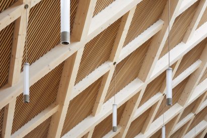 Glulam beams at Ibstock Place School in Roehampton
