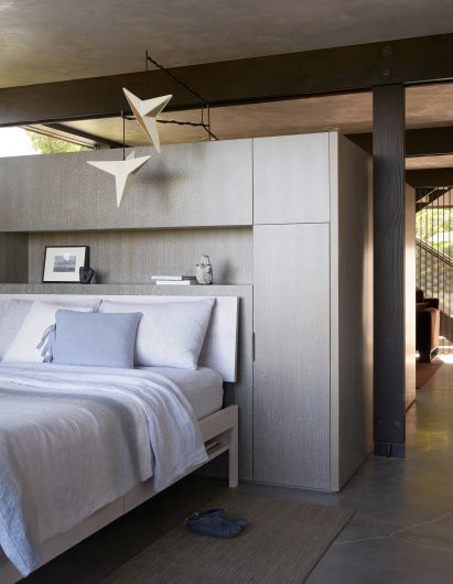The sleeping quarters match the rest of the interiors