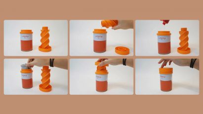Looop Can being used to clean a sanitary pad