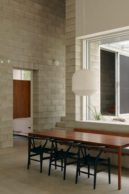 Blockwork walls inside Mt Coot-Tha House in Australia