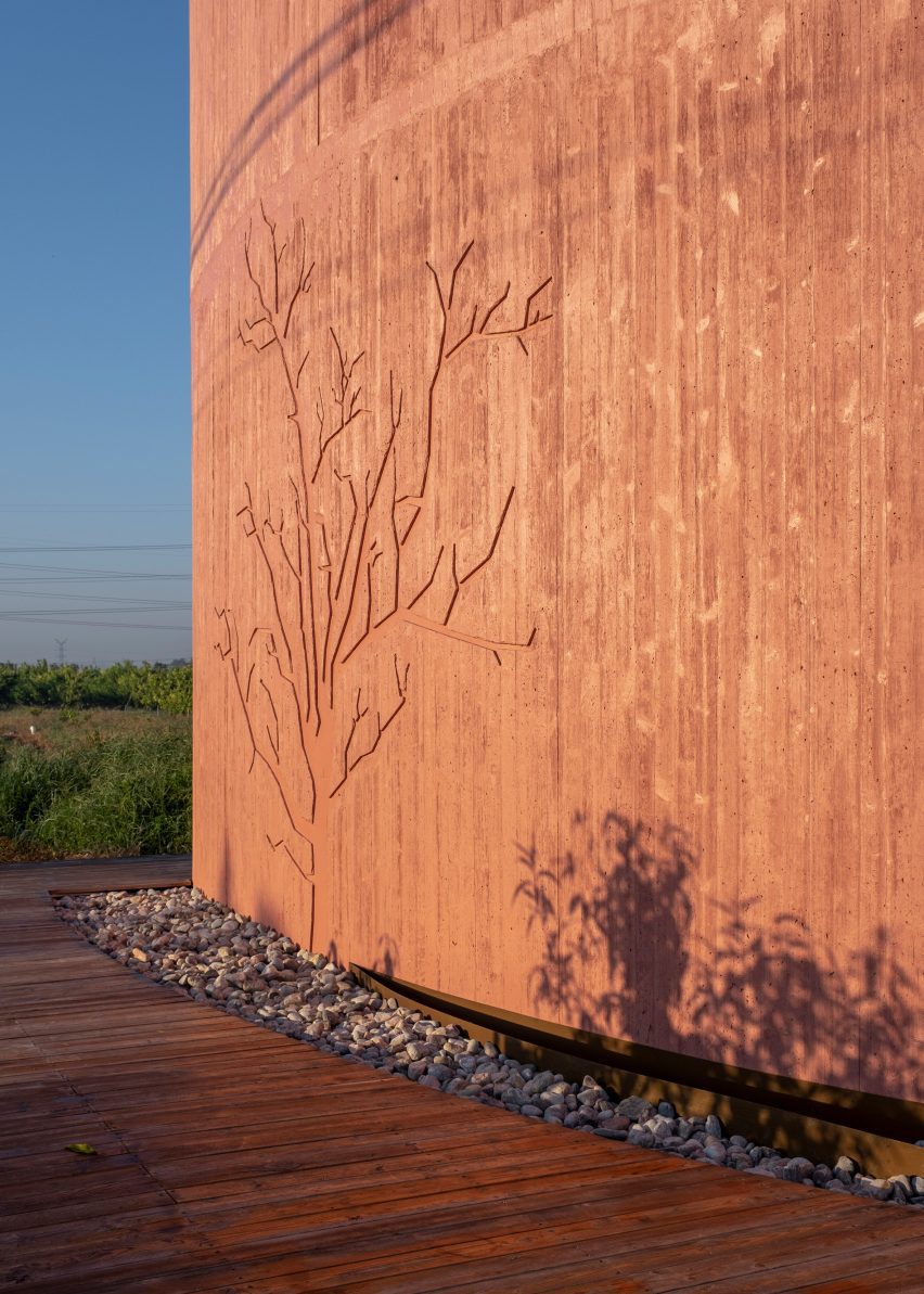 Pink concrete facade