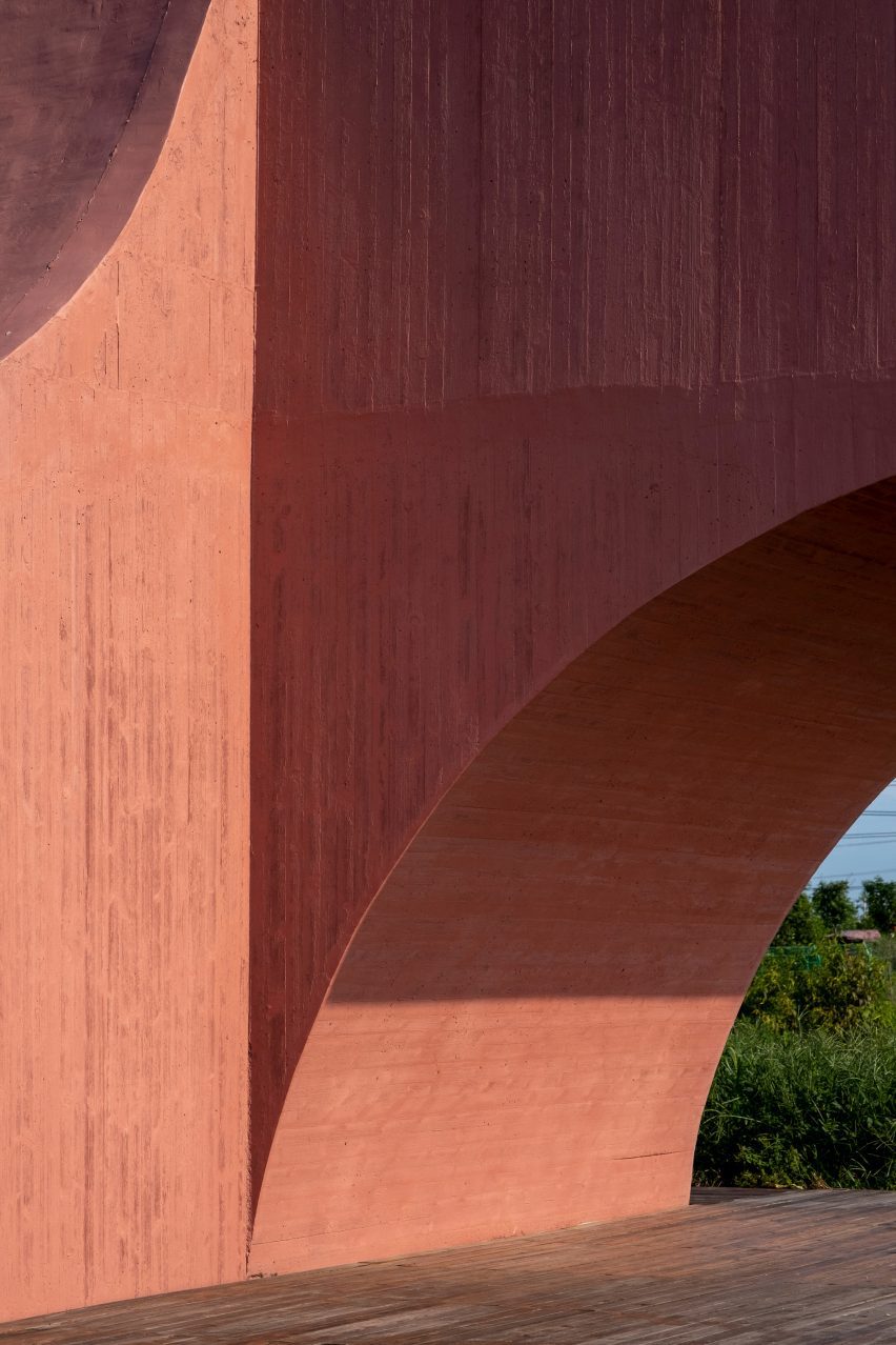 Pink concrete facade