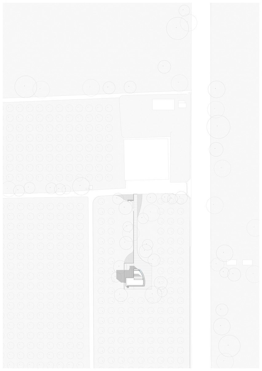 The site plan for Peach Hut by Atelier Xi