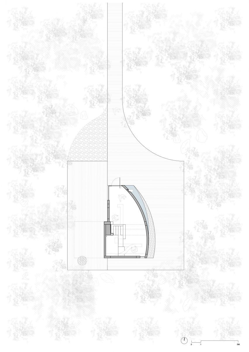 The site plan for Peach Hut by Atelier Xi