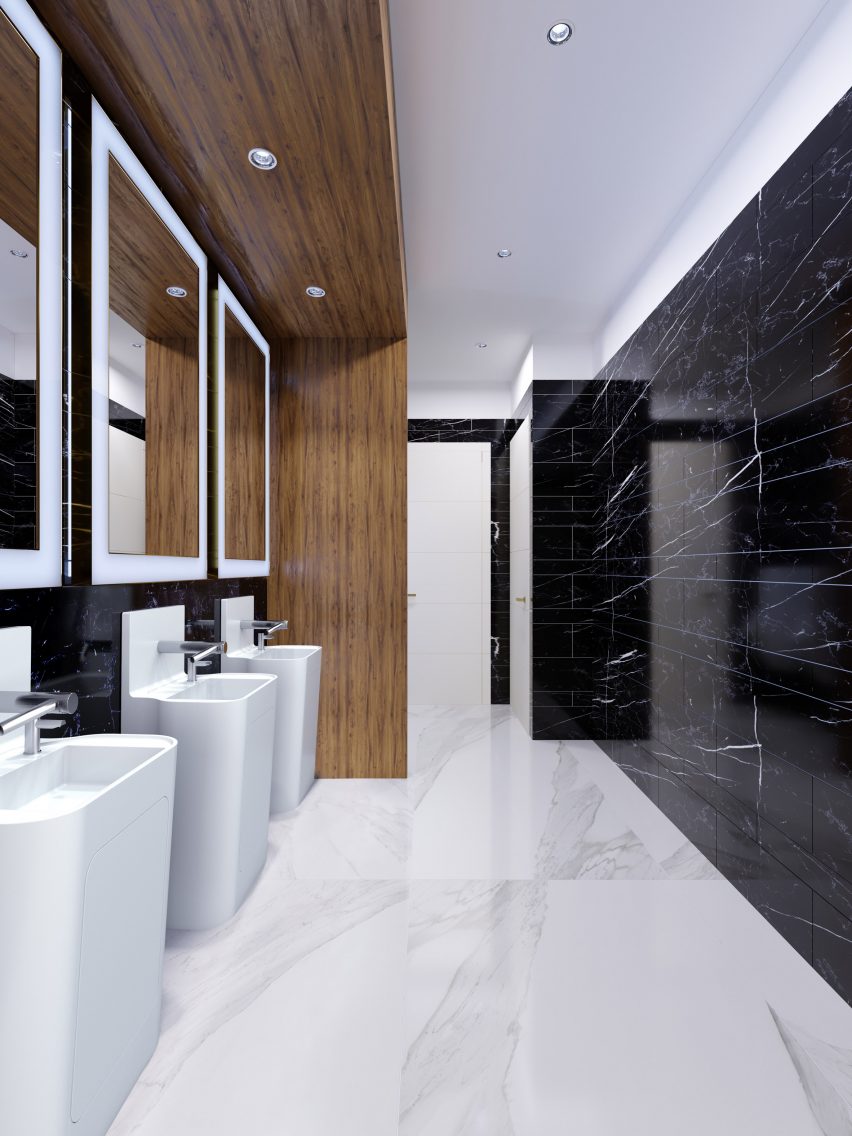A photograph of wash pods in a bathroom