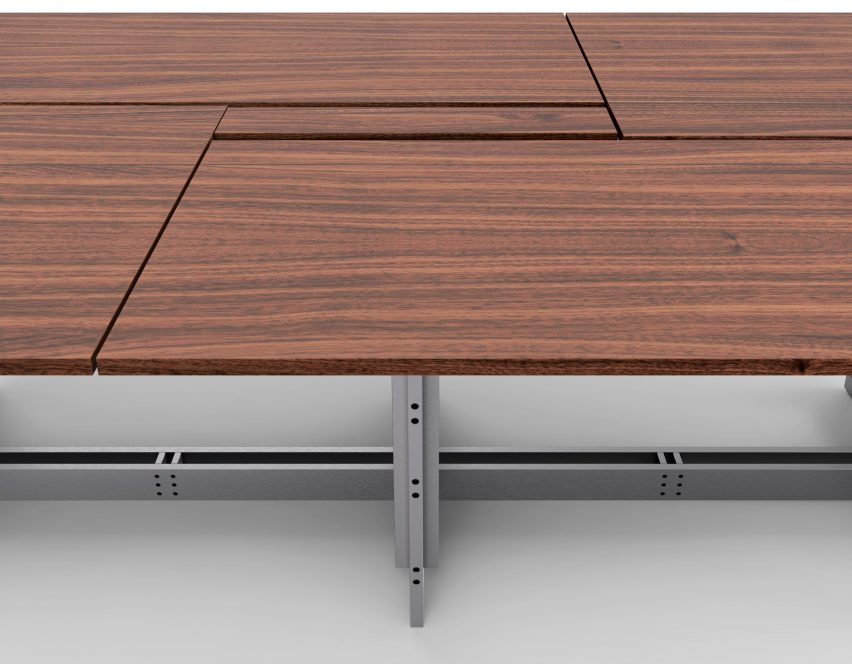 A photograph of a wooden table