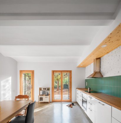 The kitchen was organised along a single wall