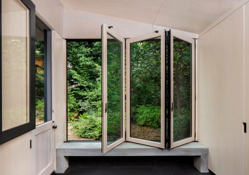 A view out of the sliding windows at Shed-O-Vation