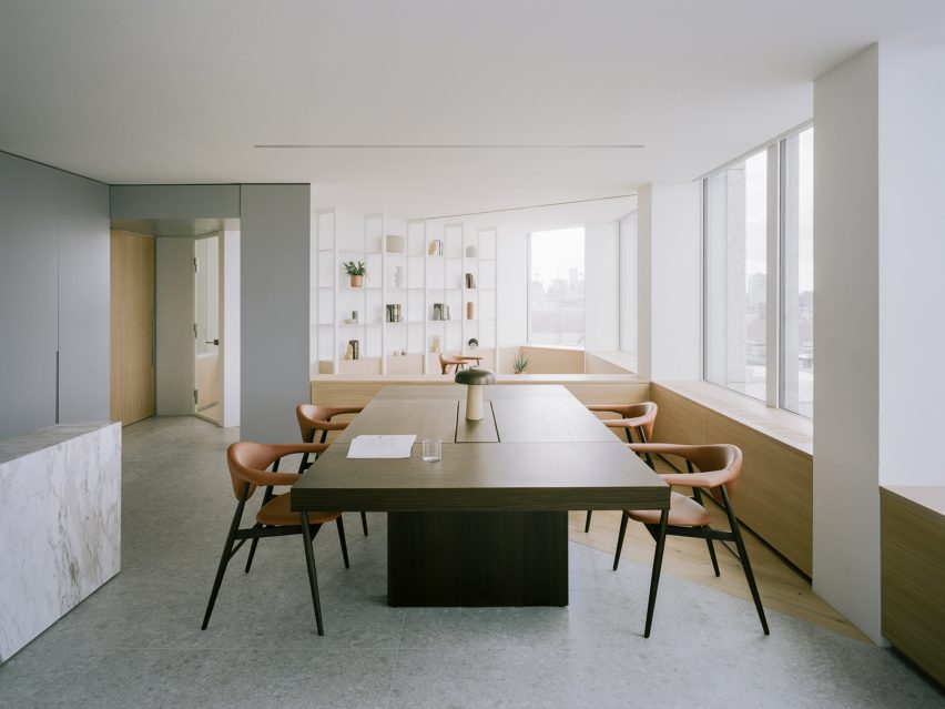 An office table and chairs inside the office
