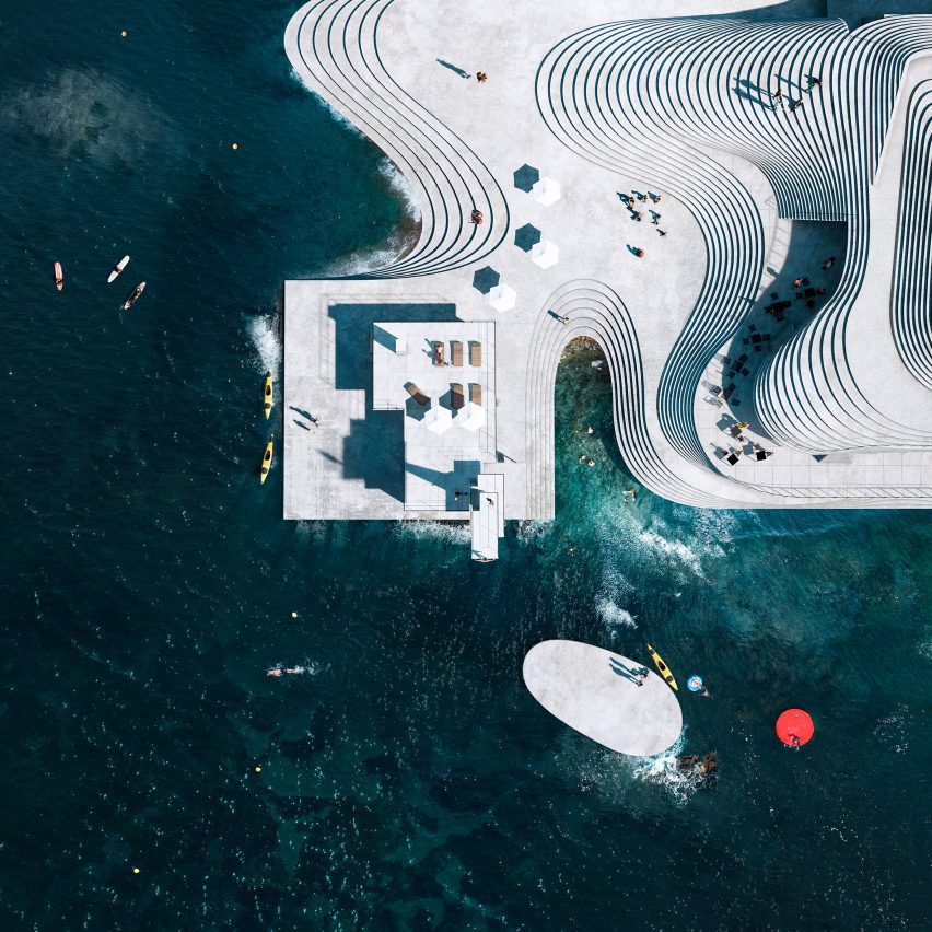Aerial rendering of topography-like structure of new Knubben harbour bath