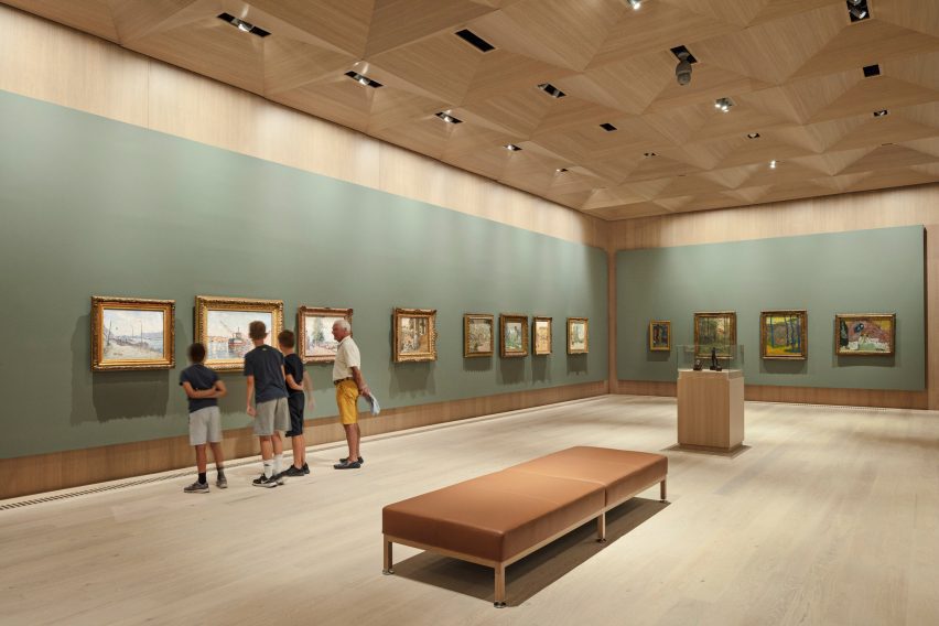 Interior of Snohetta Ordrupgaard Museum dedicated to Impressionism