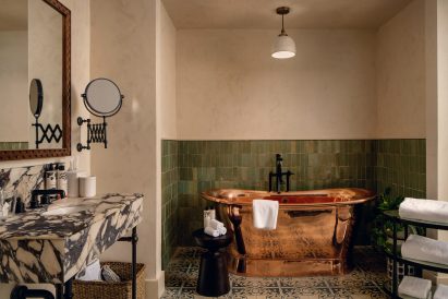 Bathroom with copper tub