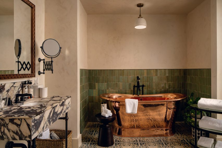 Bathroom with copper tub