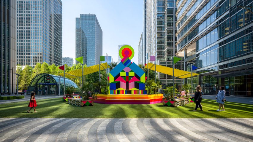 A colourful pavilion in Canary Wharf