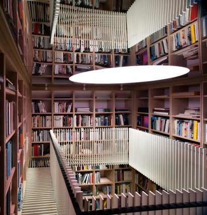 Home library in former barn