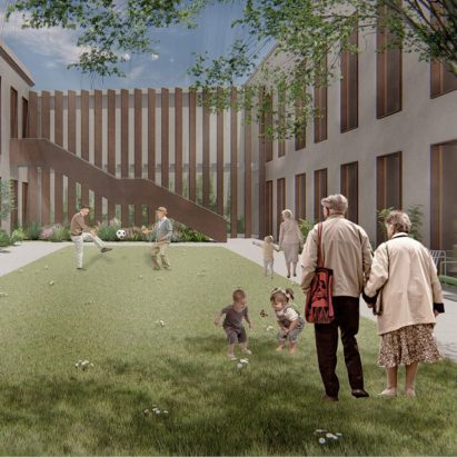 A nursing home courtyard