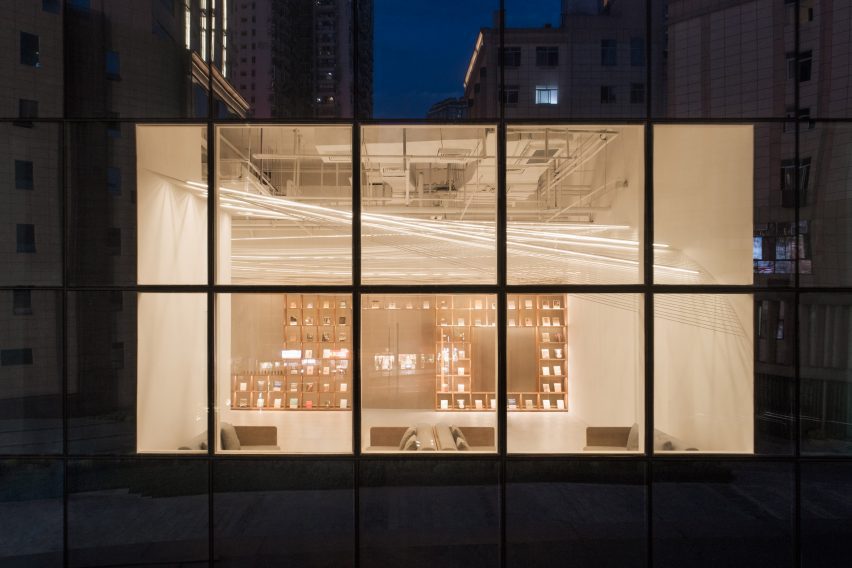 A window into The Glad Bookstore in Chongqing