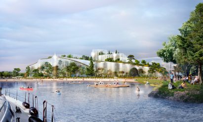 A visualisation of Ontario Place being turned into a wellness destination