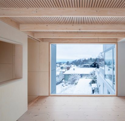 The wooden interiors of the Tower Bridge house extension