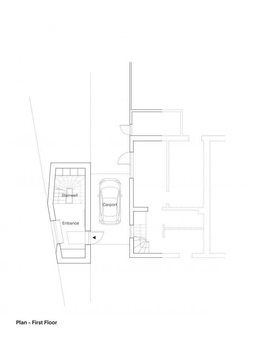 First floor plan of Tower Bridge house extension by Resell+Nicca