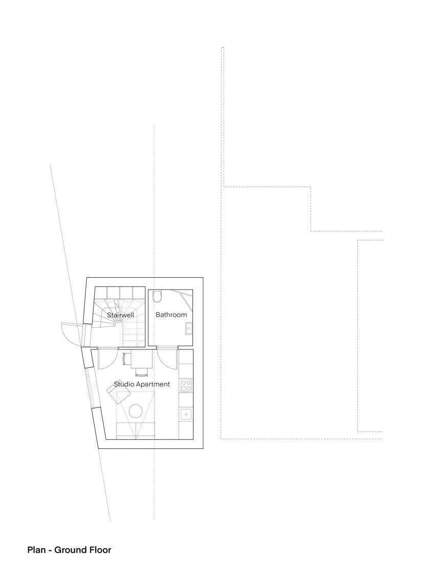 Ground floor plan of Tower Bridge house extension by Resell+Nicca