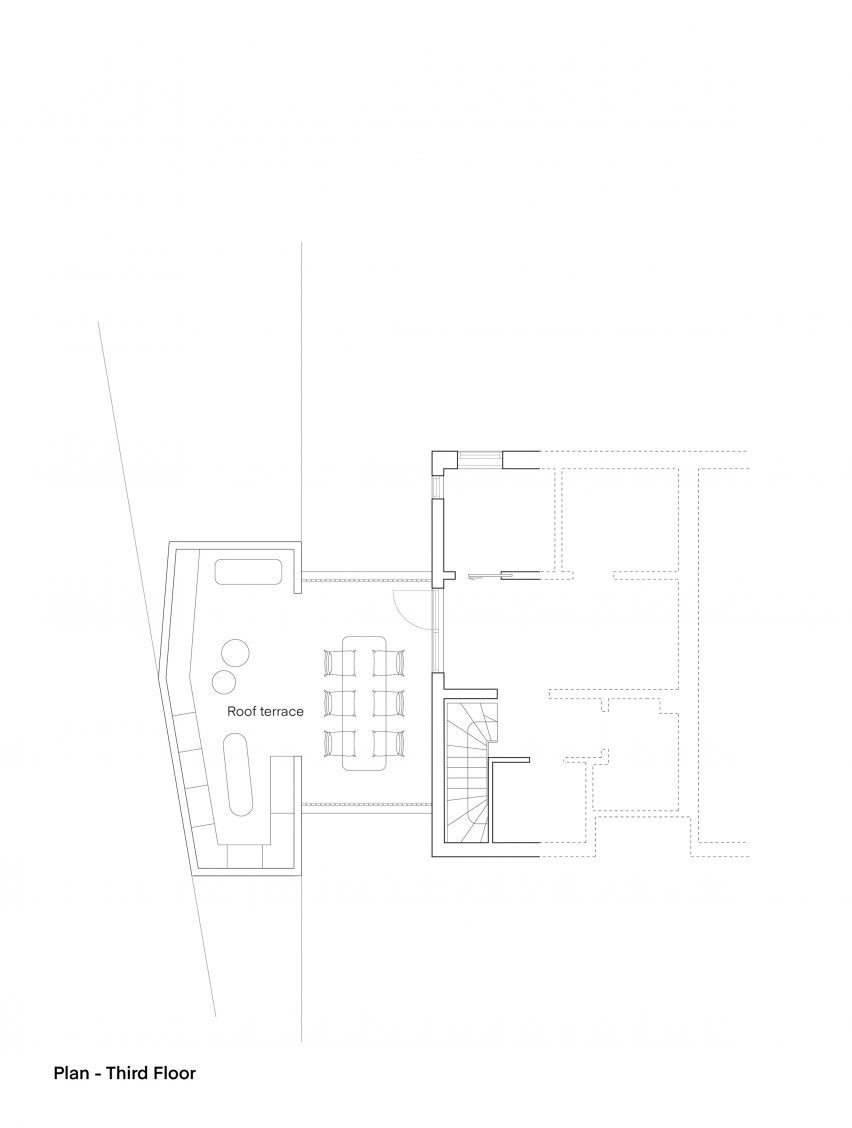 Third floor plan of Tower Bridge house extension by Resell+Nicca
