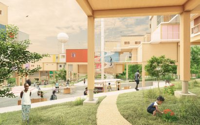Children paying in a new residential space