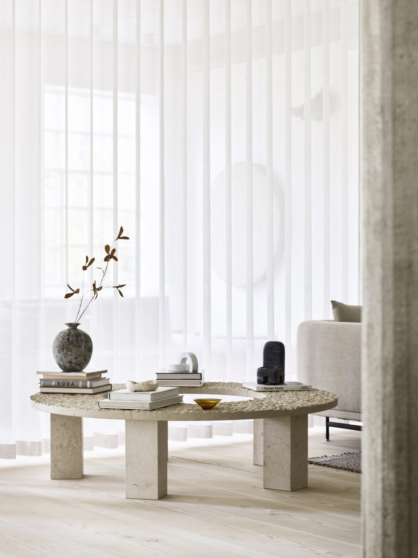 Sculptural table at Vipp Pencil Factory