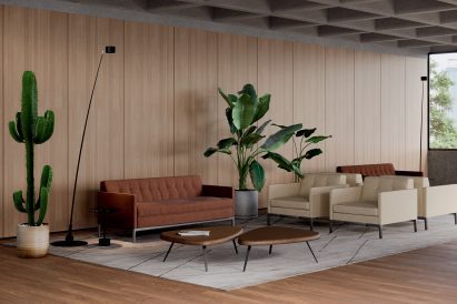 Volage EX-S Slim sofa for Cassina is a modern take on a traditional tufted Chesterfield couch.