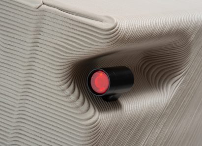 Close up of the taillights on the 3D-printed ZUV tricycle