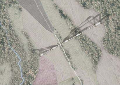 A bird's eye view of a rural area of land