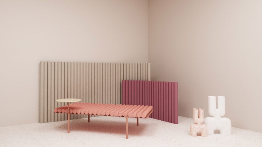 A series of pastel furniture designed to reduce noise