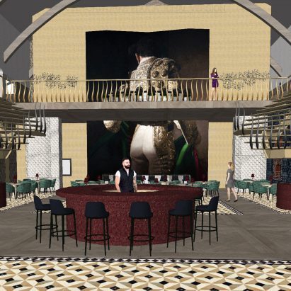 A visualisation of a restaurant and bar