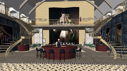 A visualisation of a restaurant and bar