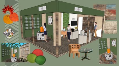 A pop up store that sells eco-friendly clothing 