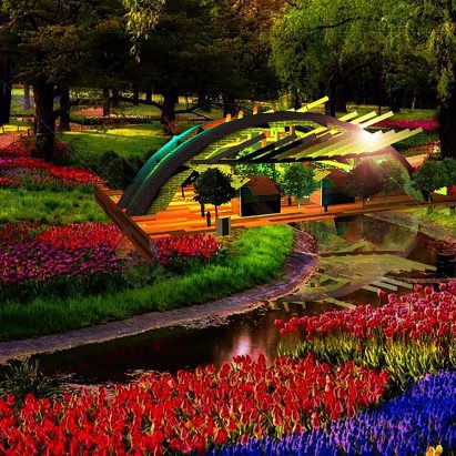 A visualisation of a colourful park by students at My Archischool