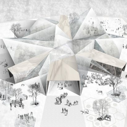 A visualisation of a potential design for The Museum of Snow