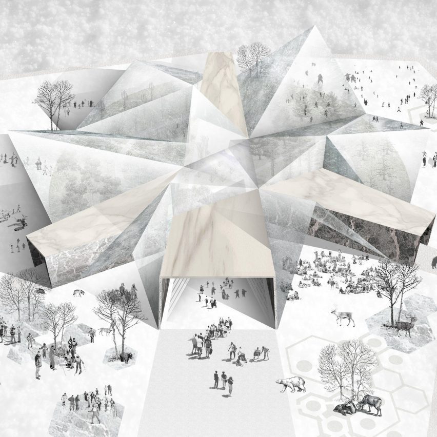 A visualisation of a potential design for The Museum of Snow