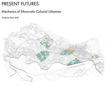 A drawing of the Mechanics of Ethnocratic Colonial Urbanism by Rula Zuhour
