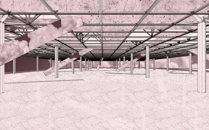 A pink drawing that explores "home museums"