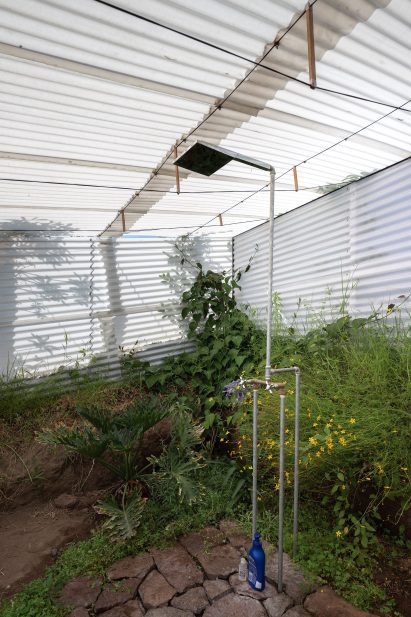 Greenhouse with a simple shower
