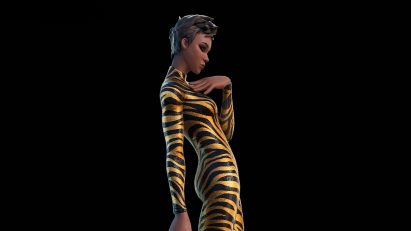 A fortnite character wears a digital sequin outfit
