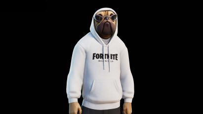 A hoodie has fortnite printed across it