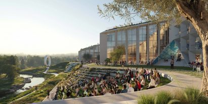 A sunken amphitheatre was built into the site's gardens